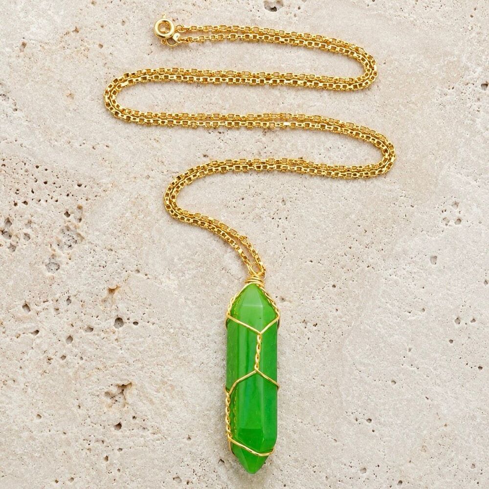 Emerald Green Hexagon Pendant Necklace